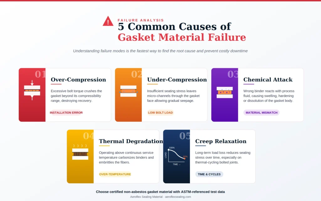 Non-asbestos industrial gasket material in compressed fiber sheet form