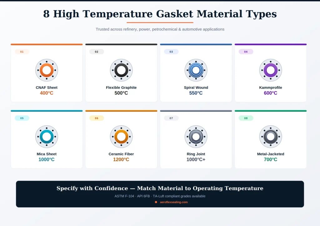 High temperature gasket material used in industrial sealing applications
