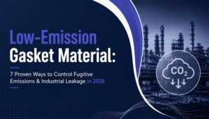 Low-emission gasket material for controlling fugitive emissions and industrial leakage in processing plants