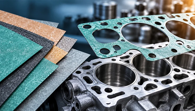 Cylinder head gasket material sheets for facing applications on an automotive engine block