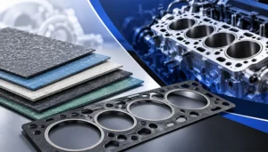 Cylinder head gasket material types with gasket facing sheets and engine cylinder head